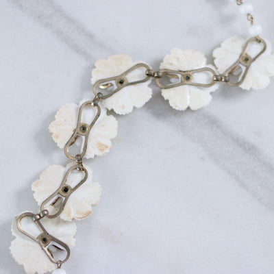 Vintage White Pansy Flower with Rhinestones Choker Statement Necklace by Unsigned Beauty - Vintage Meet Modern Vintage Jewelry - Chicago, Illinois - #oldhollywoodglamour #vintagemeetmodern #designervintage #jewelrybox #antiquejewelry #vintagejewelry