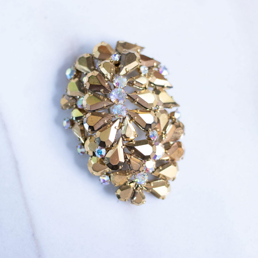 Vintage Juliana Gold Rhinestone Brooch by Juliana - Vintage Meet Modern Vintage Jewelry - Chicago, Illinois - #oldhollywoodglamour #vintagemeetmodern #designervintage #jewelrybox #antiquejewelry #vintagejewelry