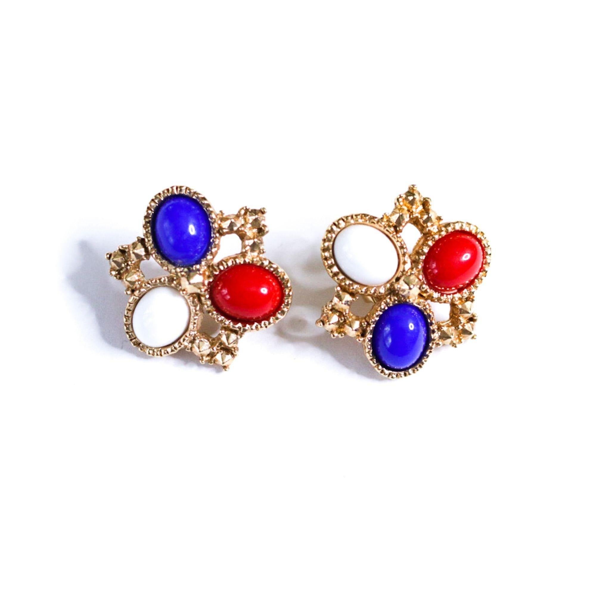 Vintage Sarah Coventry Americana Red, White, and Blue Earrings by Sarah Coventry - Vintage Meet Modern Vintage Jewelry - Chicago, Illinois - #oldhollywoodglamour #vintagemeetmodern #designervintage #jewelrybox #antiquejewelry #vintagejewelry