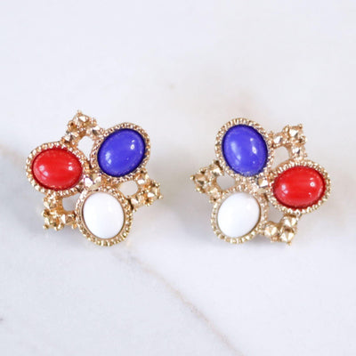 Vintage Sarah Coventry Americana Red, White, and Blue Earrings by Sarah Coventry - Vintage Meet Modern Vintage Jewelry - Chicago, Illinois - #oldhollywoodglamour #vintagemeetmodern #designervintage #jewelrybox #antiquejewelry #vintagejewelry