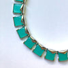 Vintage Aqua Thermoset Square Link Necklace by Vintage Meet Modern - Vintage Meet Modern Vintage Jewelry - Chicago, Illinois - #oldhollywoodglamour #vintagemeetmodern #designervintage #jewelrybox #antiquejewelry #vintagejewelry
