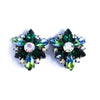 Vintage Blue Green Peacock Colored Rhinestone Statement Earrings by Unsigned Beauty - Vintage Meet Modern Vintage Jewelry - Chicago, Illinois - #oldhollywoodglamour #vintagemeetmodern #designervintage #jewelrybox #antiquejewelry #vintagejewelry