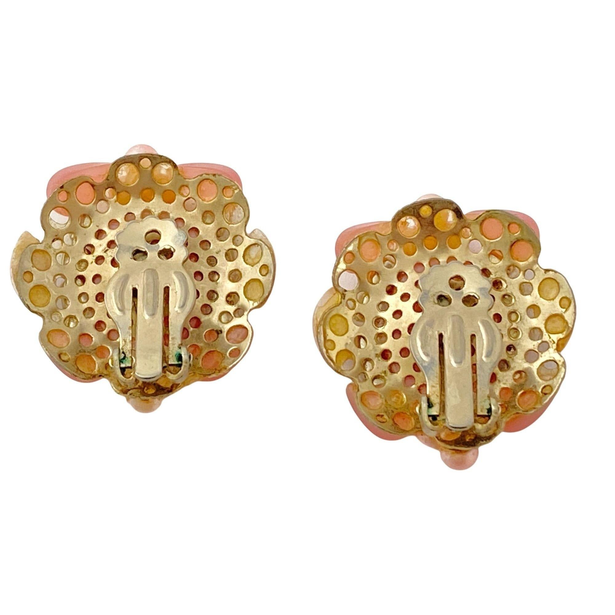 Vintage Pink Lucite and Rhinestone Earrings by Unsigned Beauty - Vintage Meet Modern Vintage Jewelry - Chicago, Illinois - #oldhollywoodglamour #vintagemeetmodern #designervintage #jewelrybox #antiquejewelry #vintagejewelry