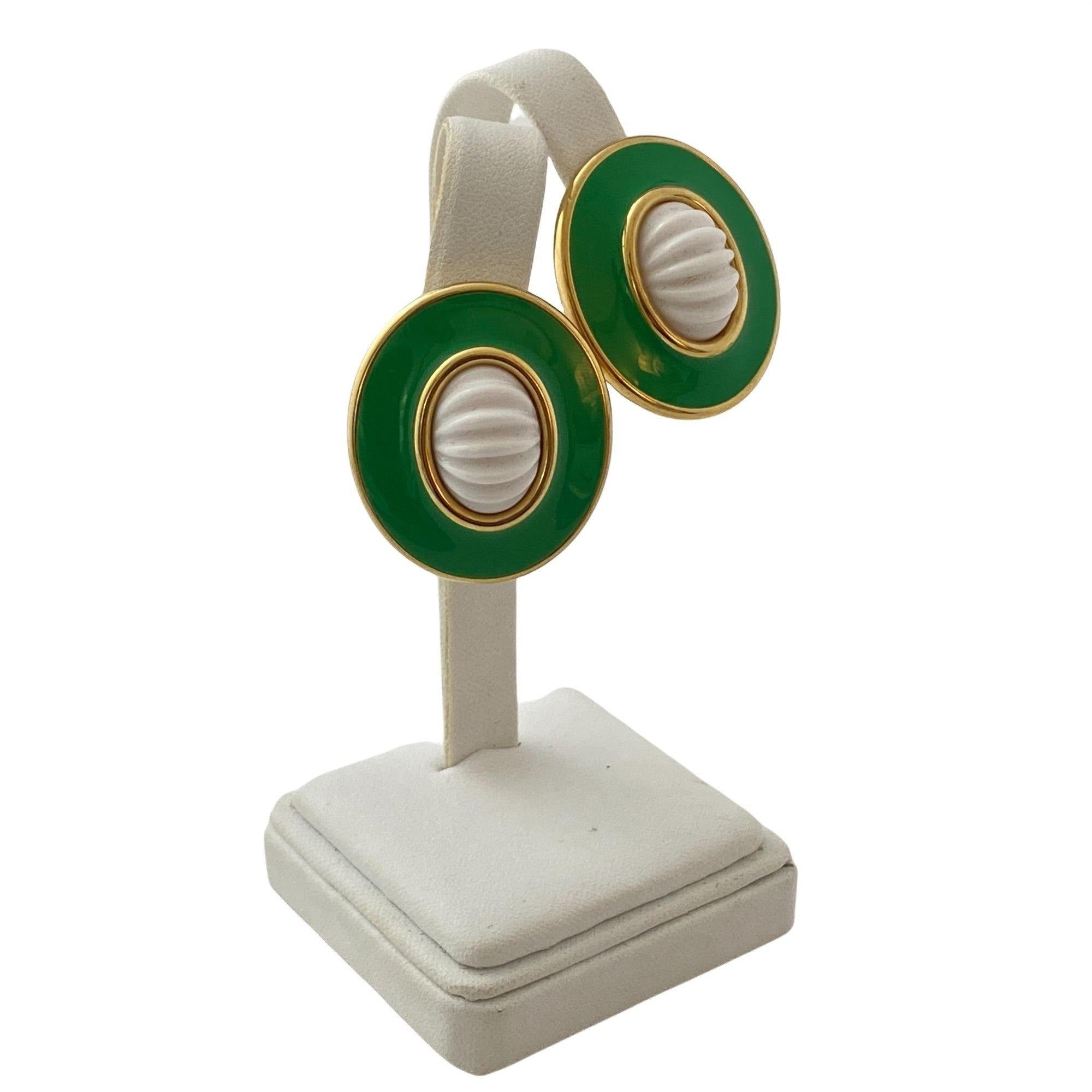 Vintage Monet Kelly Green and White Lucite Statement Earrings by Monet - Vintage Meet Modern Vintage Jewelry - Chicago, Illinois - #oldhollywoodglamour #vintagemeetmodern #designervintage #jewelrybox #antiquejewelry #vintagejewelry