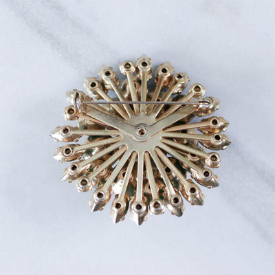 Vintage Green Rhinestone Brooch by Unsigned Beauty - Vintage Meet Modern Vintage Jewelry - Chicago, Illinois - #oldhollywoodglamour #vintagemeetmodern #designervintage #jewelrybox #antiquejewelry #vintagejewelry
