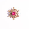 Vintage 1940s Pink Flower Pressed Metal Pink Rhinestone Brooch by Unsigned Beauty - Vintage Meet Modern Vintage Jewelry - Chicago, Illinois - #oldhollywoodglamour #vintagemeetmodern #designervintage #jewelrybox #antiquejewelry #vintagejewelry