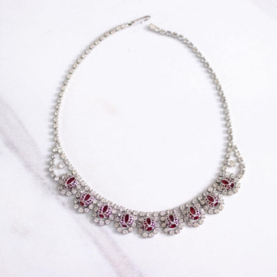 Vintage Ruby Crystal Rhinestones Rhinestone Necklace by Unsigned Beauty - Vintage Meet Modern Vintage Jewelry - Chicago, Illinois - #oldhollywoodglamour #vintagemeetmodern #designervintage #jewelrybox #antiquejewelry #vintagejewelry