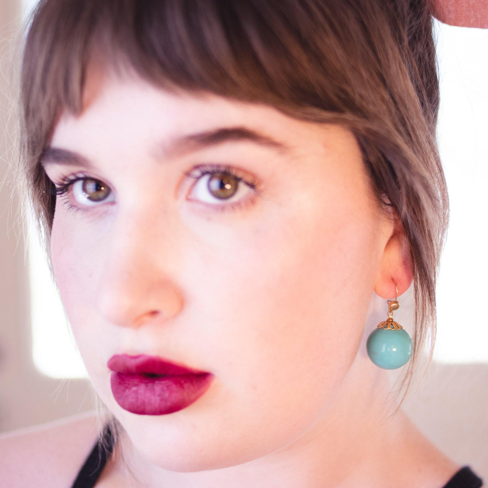 Vintage Turquoise Bubble Bead Dangling Statement Earrings by Unsigned Beauty - Vintage Meet Modern Vintage Jewelry - Chicago, Illinois - #oldhollywoodglamour #vintagemeetmodern #designervintage #jewelrybox #antiquejewelry #vintagejewelry