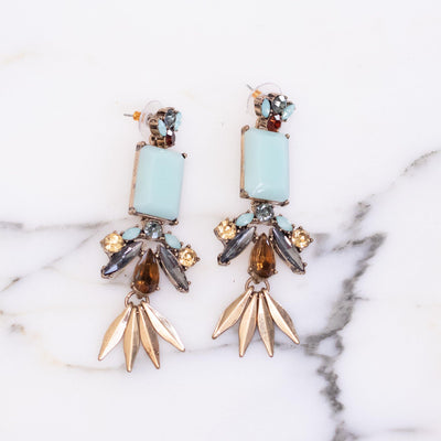 Mint and Smoke Statement Earrings by Unsigned - Vintage Meet Modern Vintage Jewelry - Chicago, Illinois - #oldhollywoodglamour #vintagemeetmodern #designervintage #jewelrybox #antiquejewelry #vintagejewelry