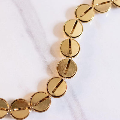 Vintage Monet  Flat Bead Chunky Gold Bracelet by Monet - Vintage Meet Modern Vintage Jewelry - Chicago, Illinois - #oldhollywoodglamour #vintagemeetmodern #designervintage #jewelrybox #antiquejewelry #vintagejewelry