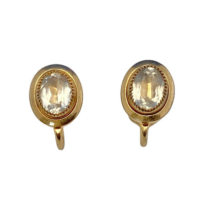 Vintage 1940s Gold Filled Bezel Set Crystal Earrings by 1/20 12kt Gold Filled - Vintage Meet Modern Vintage Jewelry - Chicago, Illinois - #oldhollywoodglamour #vintagemeetmodern #designervintage #jewelrybox #antiquejewelry #vintagejewelry