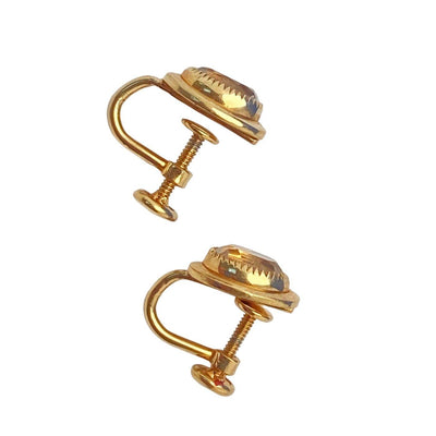 Vintage 1940s Gold Filled Bezel Set Crystal Earrings by 1/20 12kt Gold Filled - Vintage Meet Modern Vintage Jewelry - Chicago, Illinois - #oldhollywoodglamour #vintagemeetmodern #designervintage #jewelrybox #antiquejewelry #vintagejewelry