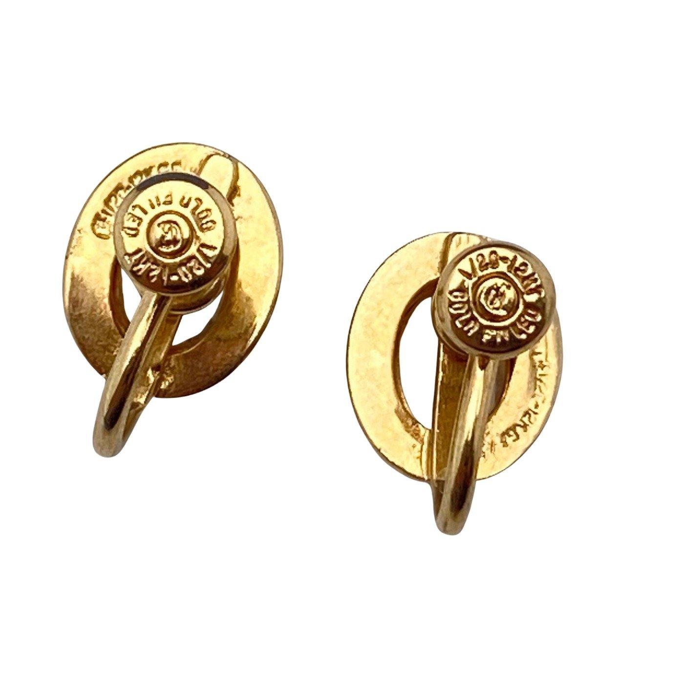 Vintage 1940s Gold Filled Bezel Set Crystal Earrings by 1/20 12kt Gold Filled - Vintage Meet Modern Vintage Jewelry - Chicago, Illinois - #oldhollywoodglamour #vintagemeetmodern #designervintage #jewelrybox #antiquejewelry #vintagejewelry