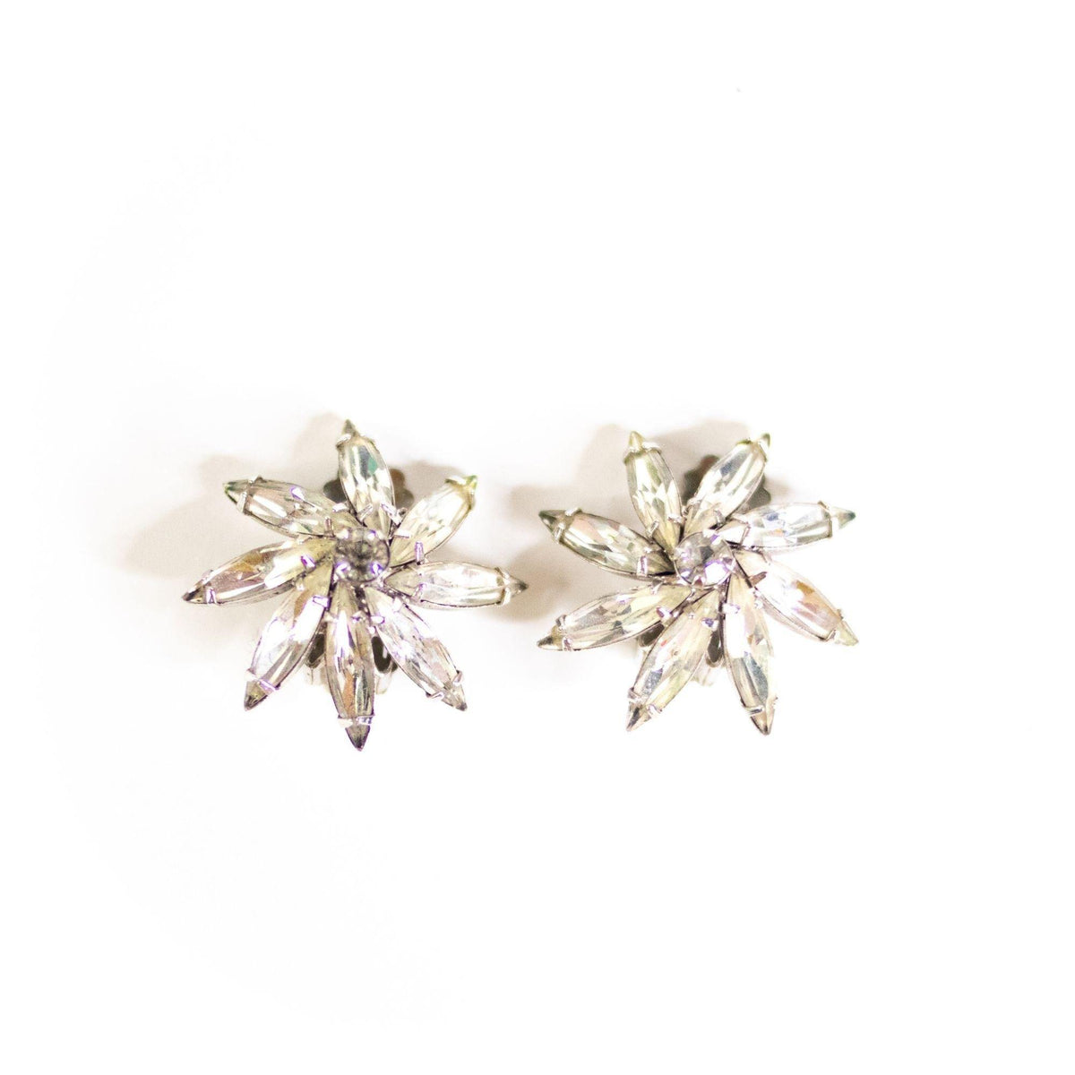 Vintage Weiss Rhinestone Star Earrings