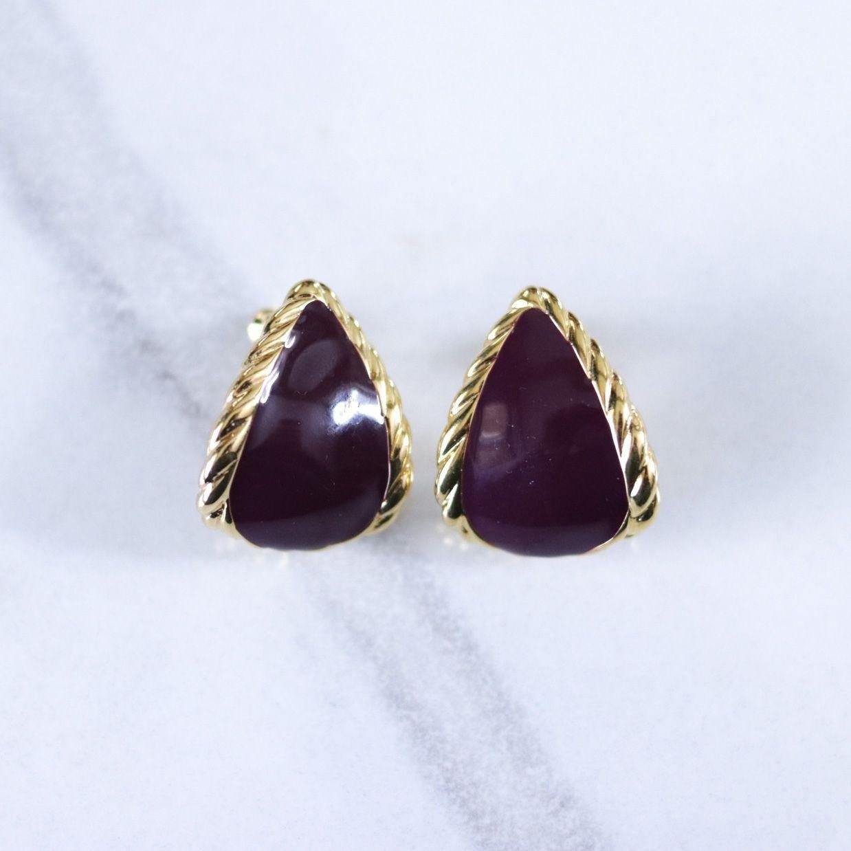 Vintage Napier Plum Purple Domed Hoop Earring by Napier - Vintage Meet Modern Vintage Jewelry - Chicago, Illinois - #oldhollywoodglamour #vintagemeetmodern #designervintage #jewelrybox #antiquejewelry #vintagejewelry