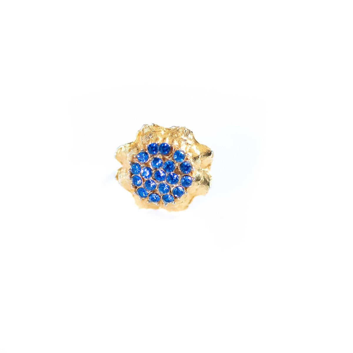 Blue Rhinestones Cluster Cocktail Ring