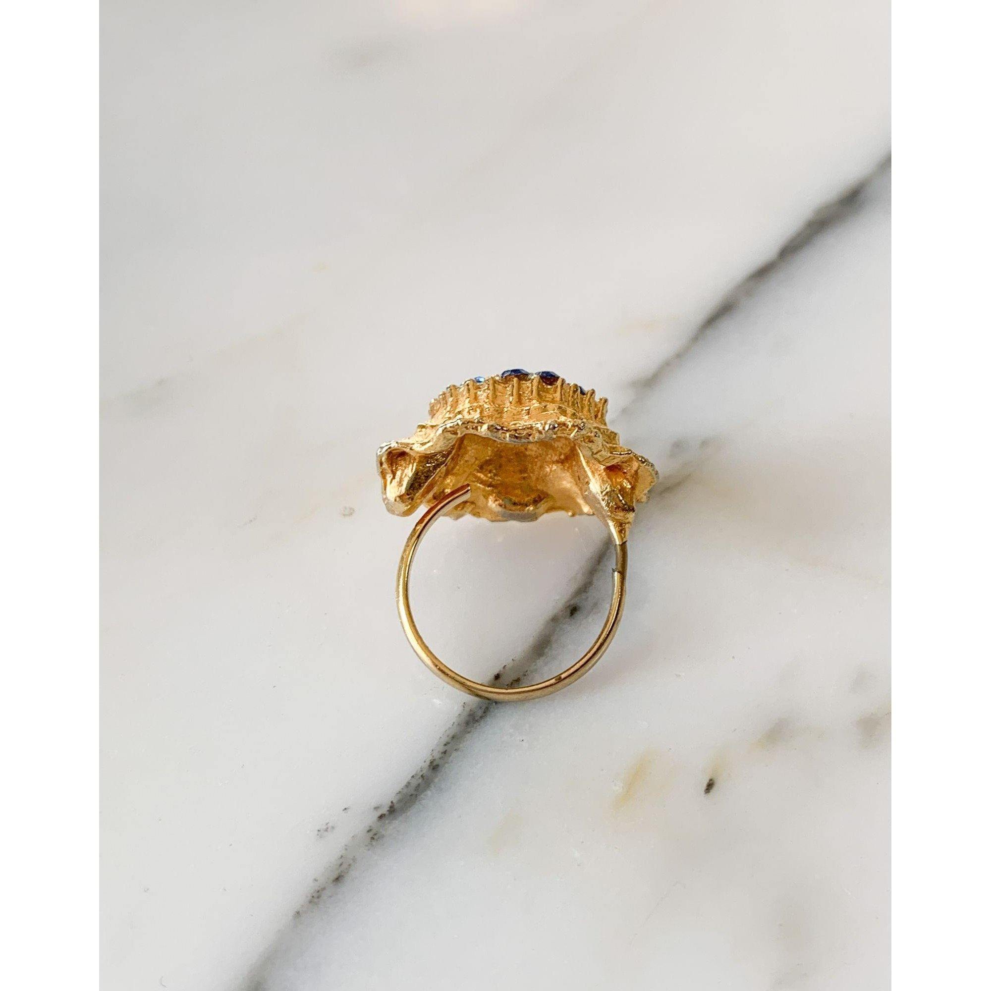 Blue Rhinestones Cluster Cocktail Ring by Unsigned Beauty - Vintage Meet Modern Vintage Jewelry - Chicago, Illinois - #oldhollywoodglamour #vintagemeetmodern #designervintage #jewelrybox #antiquejewelry #vintagejewelry