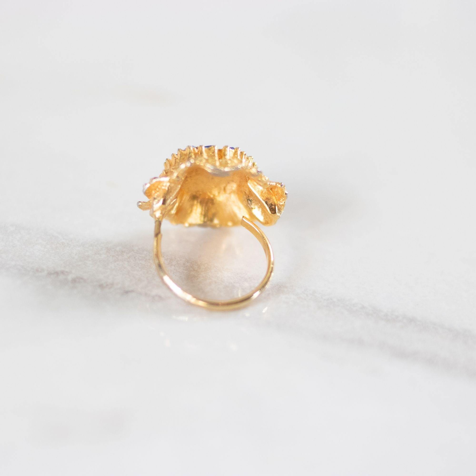 Blue Rhinestones Cluster Cocktail Ring by Unsigned Beauty - Vintage Meet Modern Vintage Jewelry - Chicago, Illinois - #oldhollywoodglamour #vintagemeetmodern #designervintage #jewelrybox #antiquejewelry #vintagejewelry