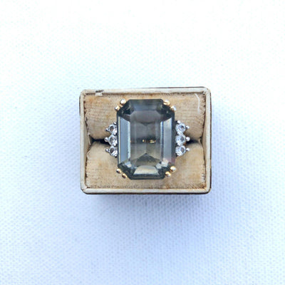 Vintage Smoke Crystal Statement Ring by Gold Filled - Vintage Meet Modern Vintage Jewelry - Chicago, Illinois - #oldhollywoodglamour #vintagemeetmodern #designervintage #jewelrybox #antiquejewelry #vintagejewelry