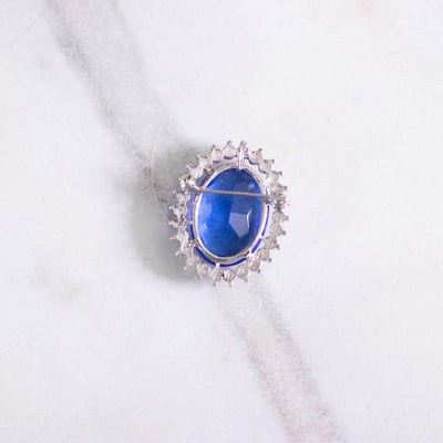 Vintage Large Blue Crystal Oval Brooch with Diamante Rhinestones by Unsigned Beauty - Vintage Meet Modern Vintage Jewelry - Chicago, Illinois - #oldhollywoodglamour #vintagemeetmodern #designervintage #jewelrybox #antiquejewelry #vintagejewelry