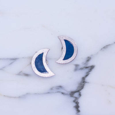 Vintage Berege Blue Lucite Crescent Earrings by Bergere - Vintage Meet Modern Vintage Jewelry - Chicago, Illinois - #oldhollywoodglamour #vintagemeetmodern #designervintage #jewelrybox #antiquejewelry #vintagejewelry
