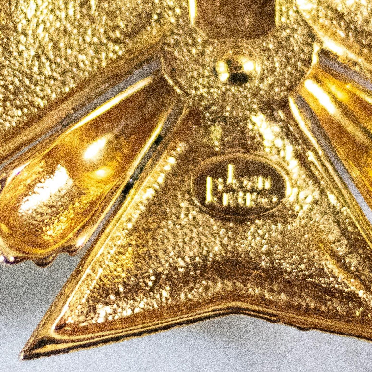 Vintage Joan Rivers Large Maltese Cross Brooch with Citrine Center and Diamante Rhinestones by Joan Rivers - Vintage Meet Modern Vintage Jewelry - Chicago, Illinois - #oldhollywoodglamour #vintagemeetmodern #designervintage #jewelrybox #antiquejewelry #vintagejewelry