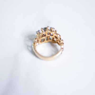 Vintage Brutalist Modern Gold Chunky Statement Ring with Rhinestones by Unsigned Beauty - Vintage Meet Modern Vintage Jewelry - Chicago, Illinois - #oldhollywoodglamour #vintagemeetmodern #designervintage #jewelrybox #antiquejewelry #vintagejewelry