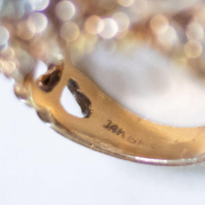 Vintage Brutalist Modern Gold Chunky Statement Ring with Rhinestones by Unsigned Beauty - Vintage Meet Modern Vintage Jewelry - Chicago, Illinois - #oldhollywoodglamour #vintagemeetmodern #designervintage #jewelrybox #antiquejewelry #vintagejewelry
