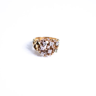 Vintage Brutalist Modern Gold Chunky Statement Ring with Rhinestones by Unsigned Beauty - Vintage Meet Modern Vintage Jewelry - Chicago, Illinois - #oldhollywoodglamour #vintagemeetmodern #designervintage #jewelrybox #antiquejewelry #vintagejewelry