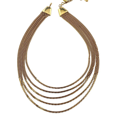 Vintage Monet Five Strand Mixed Media Gold Graduated Chain Necklace by Monet - Vintage Meet Modern Vintage Jewelry - Chicago, Illinois - #oldhollywoodglamour #vintagemeetmodern #designervintage #jewelrybox #antiquejewelry #vintagejewelry