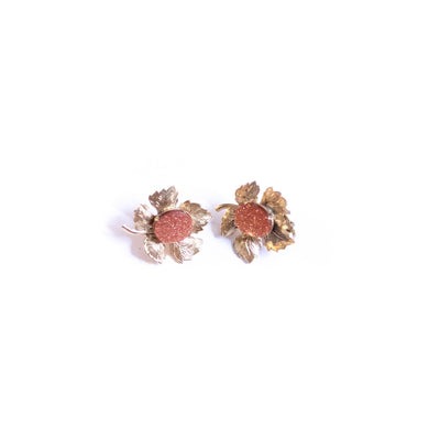 Vintage Gold Leaf with Goldstone Earrings by Unsigned Beauty - Vintage Meet Modern Vintage Jewelry - Chicago, Illinois - #oldhollywoodglamour #vintagemeetmodern #designervintage #jewelrybox #antiquejewelry #vintagejewelry