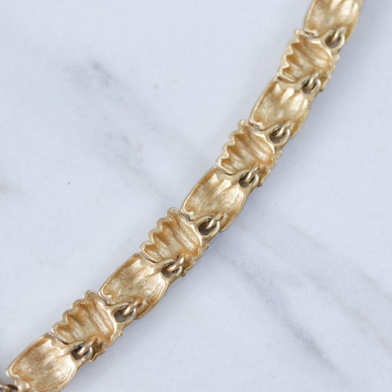 Vintage Anne Klein Couture Brushed Gold Tone Basketweave Square Link Necklace by Anne Klein Couture - Vintage Meet Modern Vintage Jewelry - Chicago, Illinois - #oldhollywoodglamour #vintagemeetmodern #designervintage #jewelrybox #antiquejewelry #vintagejewelry