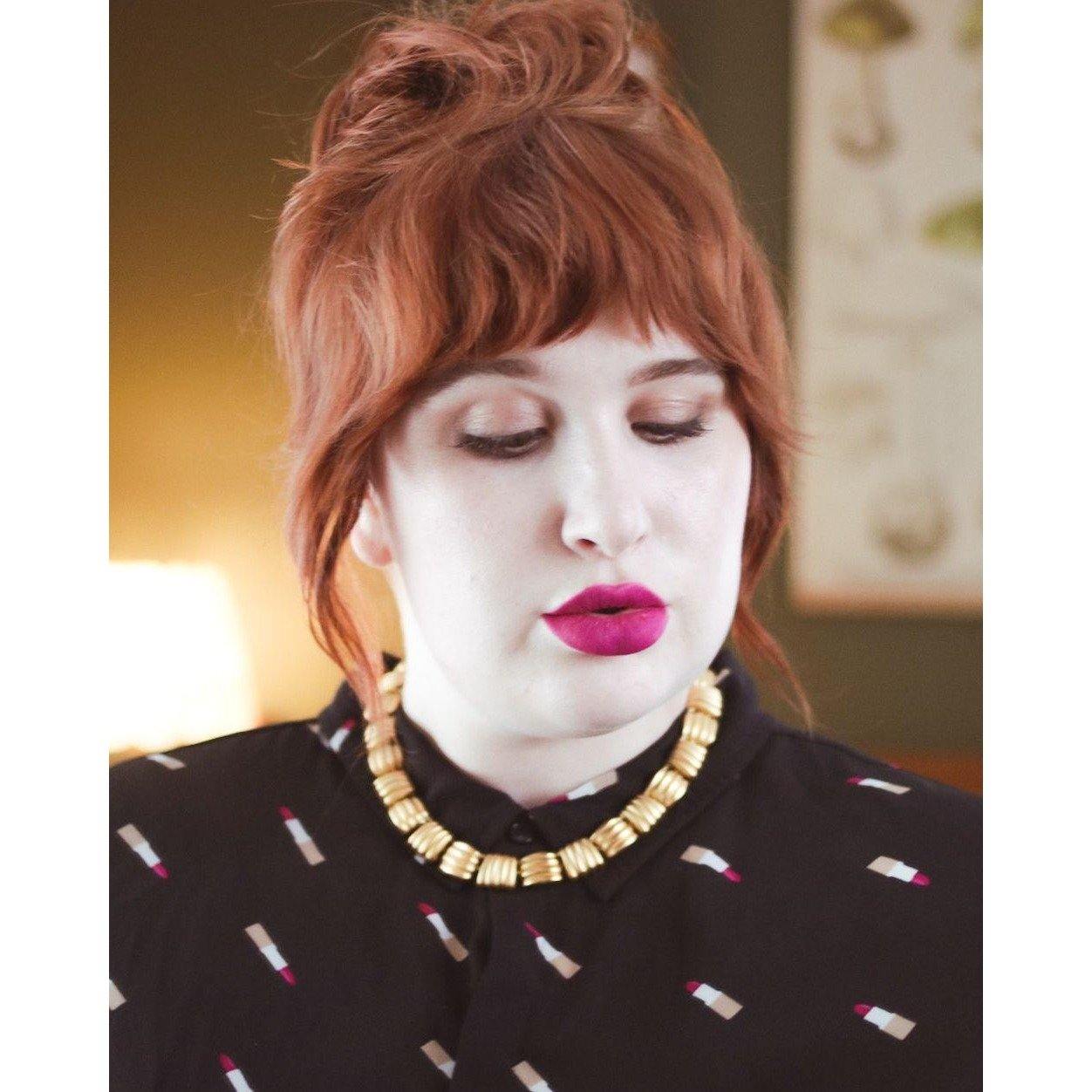 Vintage Anne Klein Couture Brushed Gold Tone Basketweave Square Link Necklace by Anne Klein Couture - Vintage Meet Modern Vintage Jewelry - Chicago, Illinois - #oldhollywoodglamour #vintagemeetmodern #designervintage #jewelrybox #antiquejewelry #vintagejewelry