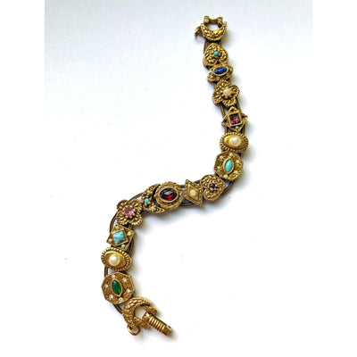 Vintage Victorian Revival Slide Charm Bracelet by Unsigned Beauty - Vintage Meet Modern Vintage Jewelry - Chicago, Illinois - #oldhollywoodglamour #vintagemeetmodern #designervintage #jewelrybox #antiquejewelry #vintagejewelry