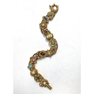Vintage Victorian Revival Slide Charm Bracelet by Unsigned Beauty - Vintage Meet Modern Vintage Jewelry - Chicago, Illinois - #oldhollywoodglamour #vintagemeetmodern #designervintage #jewelrybox #antiquejewelry #vintagejewelry