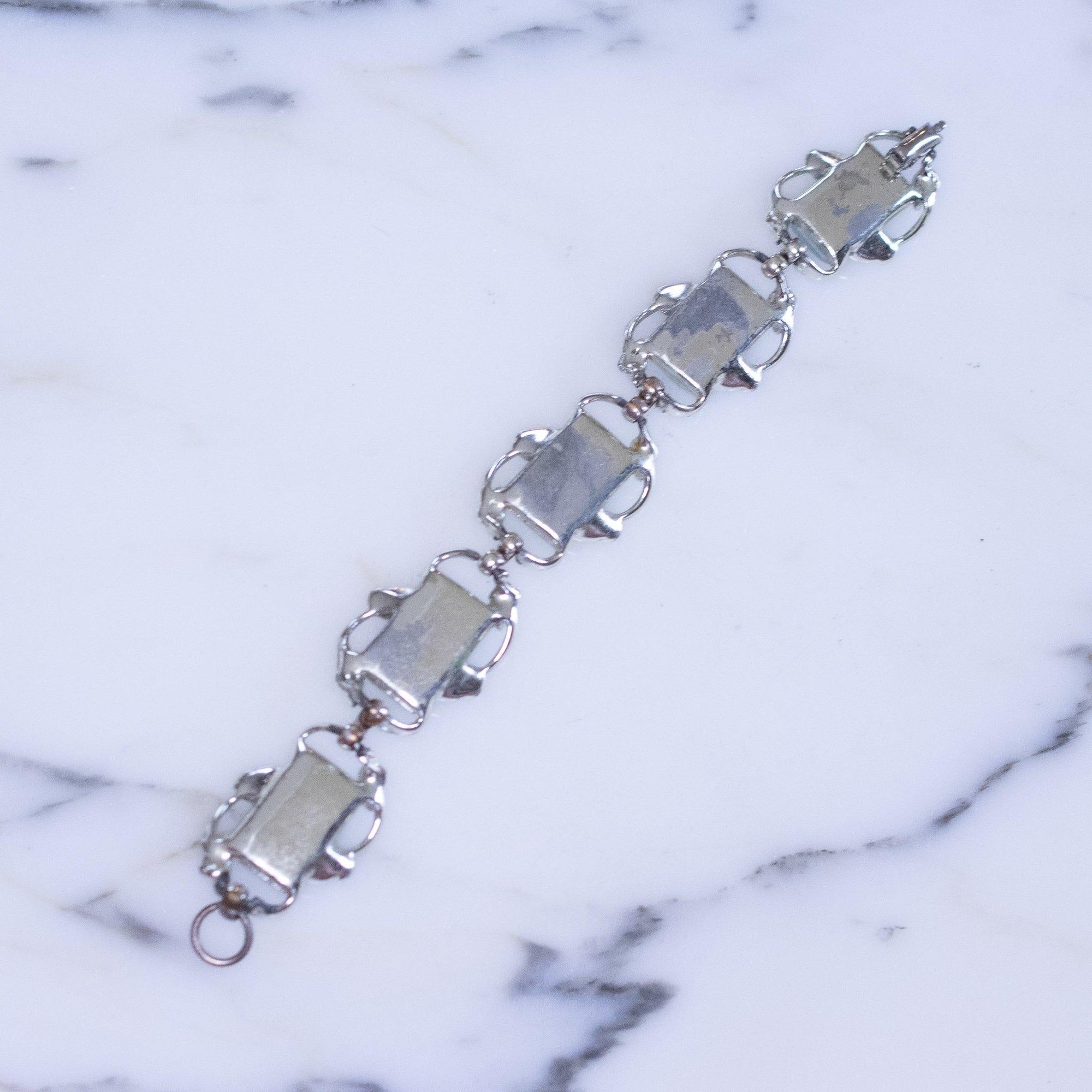 Vintage Light Blue and Silver Fold Over Bracelet by Coro - Vintage Meet Modern Vintage Jewelry - Chicago, Illinois - #oldhollywoodglamour #vintagemeetmodern #designervintage #jewelrybox #antiquejewelry #vintagejewelry