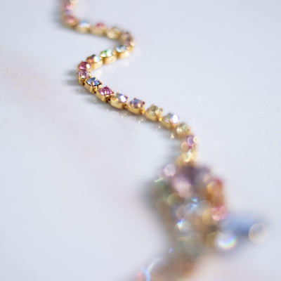 Vintage Colorful Pastel Rhinestone Tassel Necklace by Unsigned Beauty - Vintage Meet Modern Vintage Jewelry - Chicago, Illinois - #oldhollywoodglamour #vintagemeetmodern #designervintage #jewelrybox #antiquejewelry #vintagejewelry