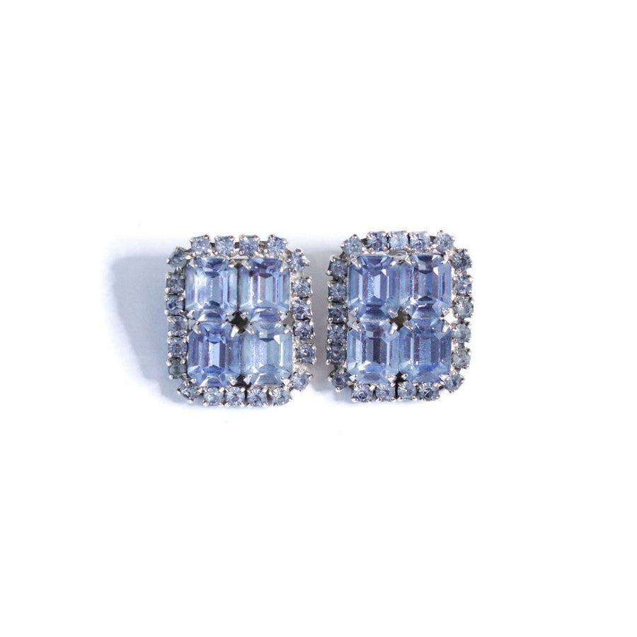 Vintage Cinderella Blue Rhinestone Statement Earrings by Unsigned Beauty - Vintage Meet Modern Vintage Jewelry - Chicago, Illinois - #oldhollywoodglamour #vintagemeetmodern #designervintage #jewelrybox #antiquejewelry #vintagejewelry