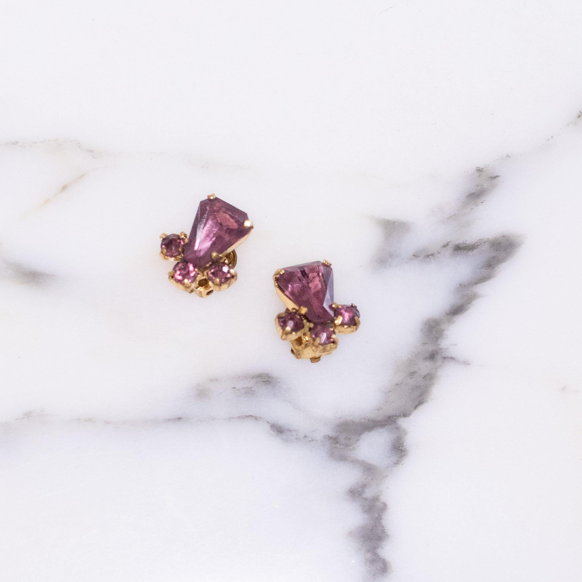 Vintage Petite Amethyst Purple Crystal Earrings by West Germany - Vintage Meet Modern Vintage Jewelry - Chicago, Illinois - #oldhollywoodglamour #vintagemeetmodern #designervintage #jewelrybox #antiquejewelry #vintagejewelry