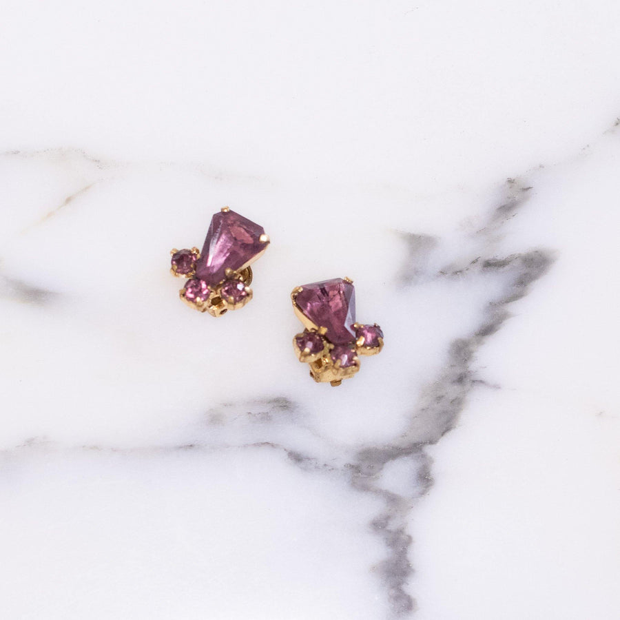 Vintage Petite Amethyst Purple Crystal Earrings by West Germany - Vintage Meet Modern Vintage Jewelry - Chicago, Illinois - #oldhollywoodglamour #vintagemeetmodern #designervintage #jewelrybox #antiquejewelry #vintagejewelry