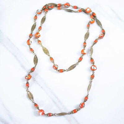 Vintage Orange Venetian Glass Necklace by Czech - Vintage Meet Modern Vintage Jewelry - Chicago, Illinois - #oldhollywoodglamour #vintagemeetmodern #designervintage #jewelrybox #antiquejewelry #vintagejewelry