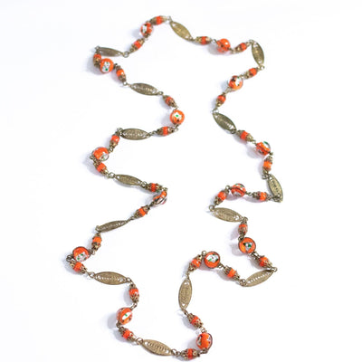 Vintage Orange Venetian Glass Necklace by Czech - Vintage Meet Modern Vintage Jewelry - Chicago, Illinois - #oldhollywoodglamour #vintagemeetmodern #designervintage #jewelrybox #antiquejewelry #vintagejewelry