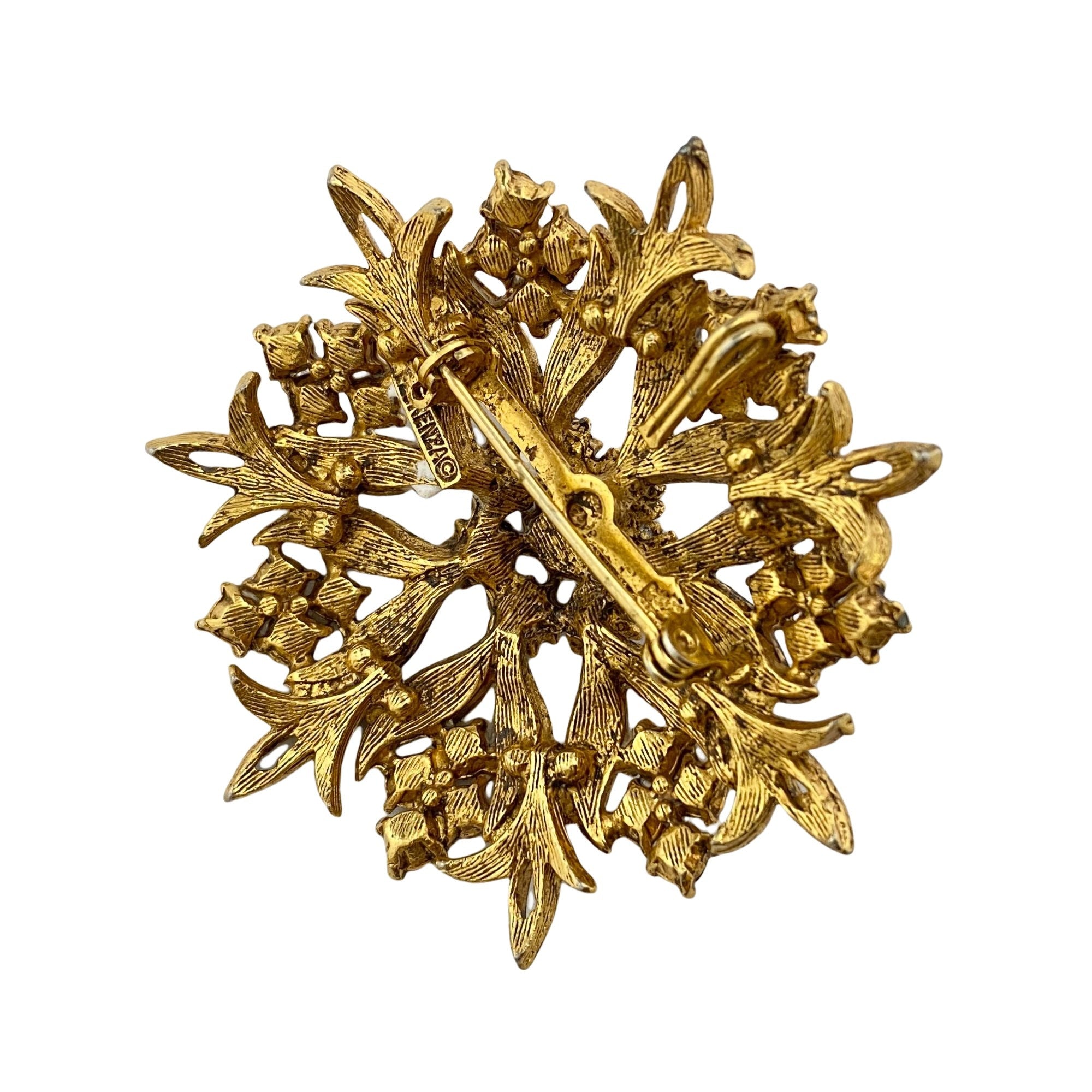 Vintage Florenza Renaissance Revival Brooch with Smoke and Amber Rhinestones by Florenza - Vintage Meet Modern Vintage Jewelry - Chicago, Illinois - #oldhollywoodglamour #vintagemeetmodern #designervintage #jewelrybox #antiquejewelry #vintagejewelry