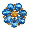 Vintage Blue and Citrine Rhinestone Flower Brooch by Unsigned Beauty - Vintage Meet Modern Vintage Jewelry - Chicago, Illinois - #oldhollywoodglamour #vintagemeetmodern #designervintage #jewelrybox #antiquejewelry #vintagejewelry