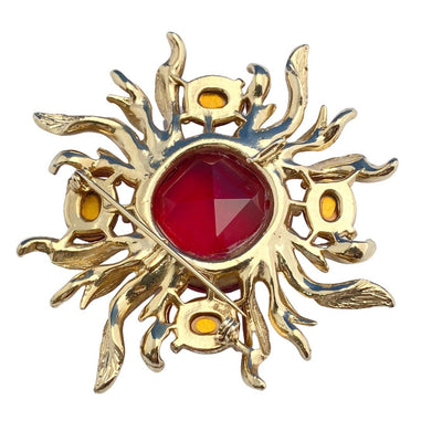 Vintage Ruby Red Crystal Flame Brooch by Unsigned Beauty - Vintage Meet Modern Vintage Jewelry - Chicago, Illinois - #oldhollywoodglamour #vintagemeetmodern #designervintage #jewelrybox #antiquejewelry #vintagejewelry
