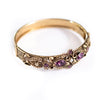 Vintage Victorian Revival Hinged Bangle Bracelet with Purple Rhinestones and Faux Pearls by Unsigned Beauty - Vintage Meet Modern Vintage Jewelry - Chicago, Illinois - #oldhollywoodglamour #vintagemeetmodern #designervintage #jewelrybox #antiquejewelry #vintagejewelry