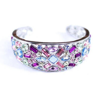 Vintage Suzanne Somers Colorful Rhinestone Cuff Bracelet by Suzanne Somers - Vintage Meet Modern Vintage Jewelry - Chicago, Illinois - #oldhollywoodglamour #vintagemeetmodern #designervintage #jewelrybox #antiquejewelry #vintagejewelry