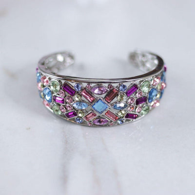 Vintage Suzanne Somers Colorful Rhinestone Cuff Bracelet by Suzanne Somers - Vintage Meet Modern Vintage Jewelry - Chicago, Illinois - #oldhollywoodglamour #vintagemeetmodern #designervintage #jewelrybox #antiquejewelry #vintagejewelry