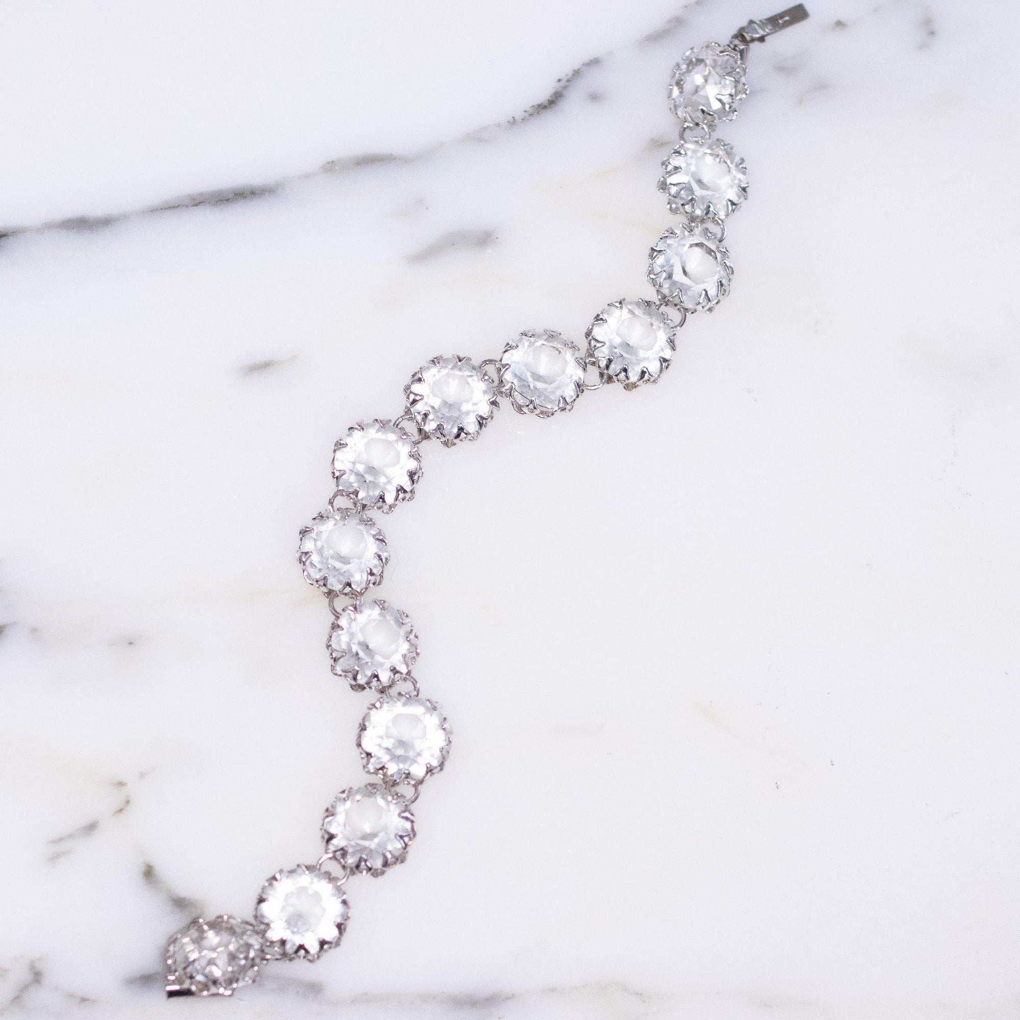 Vintage Art Deco Cut Crystal Bezel Set Bracelet by Czech - Vintage Meet Modern Vintage Jewelry - Chicago, Illinois - #oldhollywoodglamour #vintagemeetmodern #designervintage #jewelrybox #antiquejewelry #vintagejewelry
