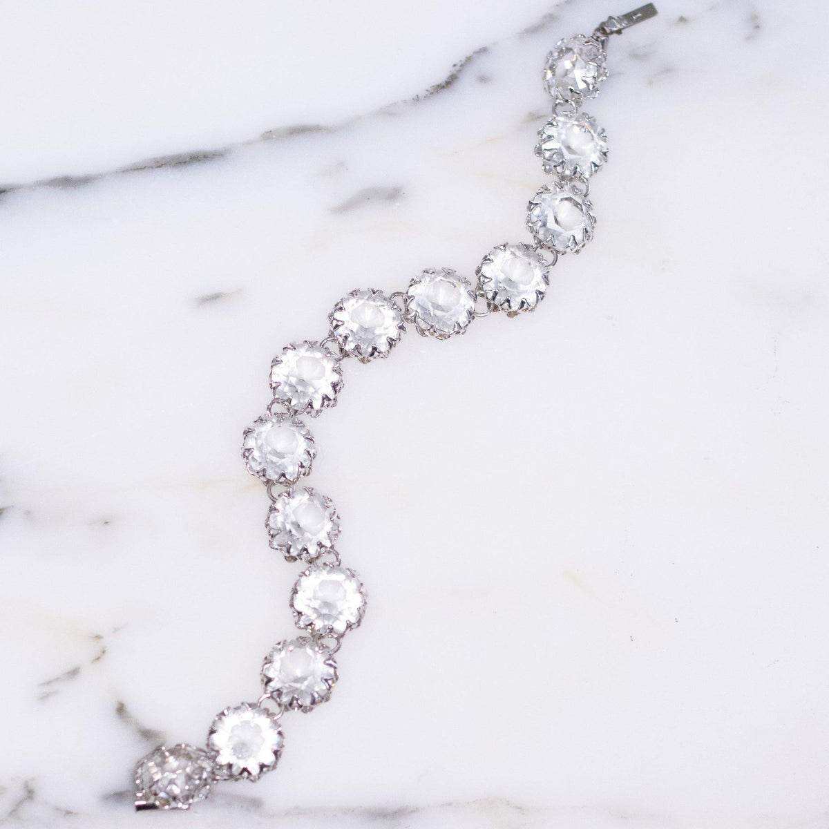 Vintage Art Deco Cut Crystal Bezel Set Bracelet
